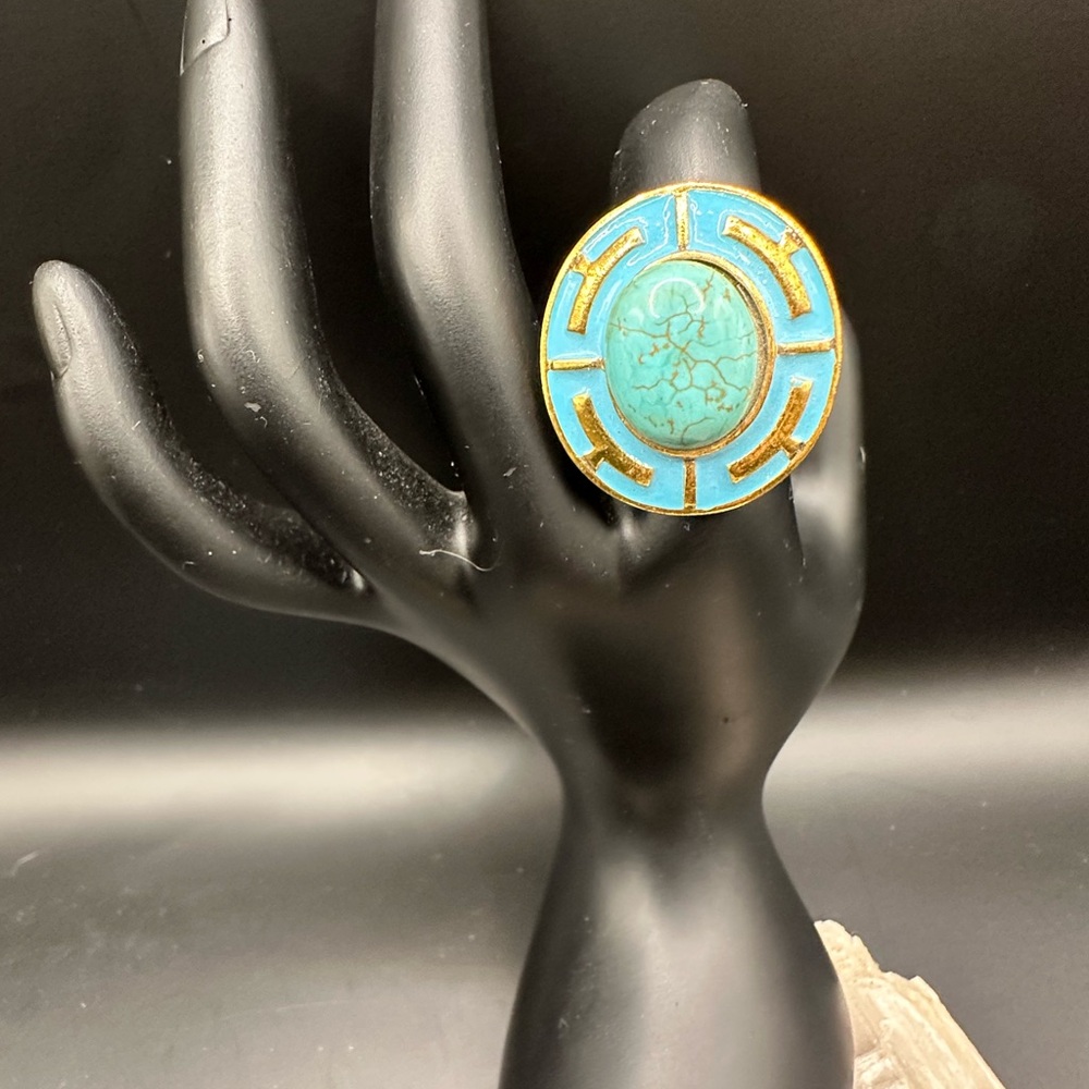 Turquoise and Gold Statement Ring